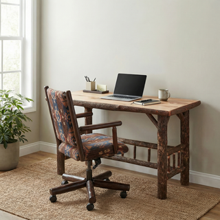 Hickory Log Open Writing Desk - Cinnamon