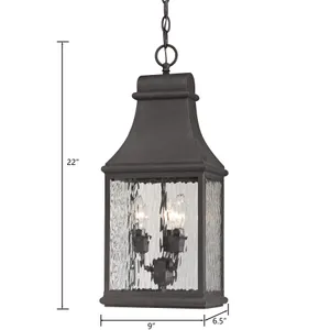 Forged Jefferson 9'' Wide 3-Light Outdoor Pendant - Charcoal 2