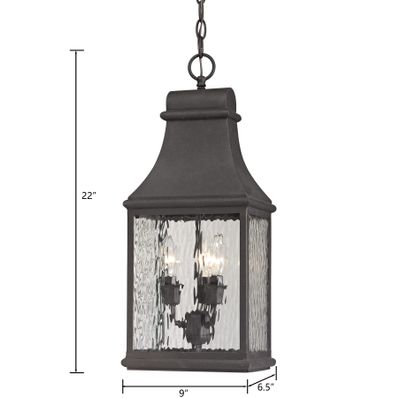 Forged Jefferson 9″ Wide 3-Light Outdoor Pendant - Charcoal