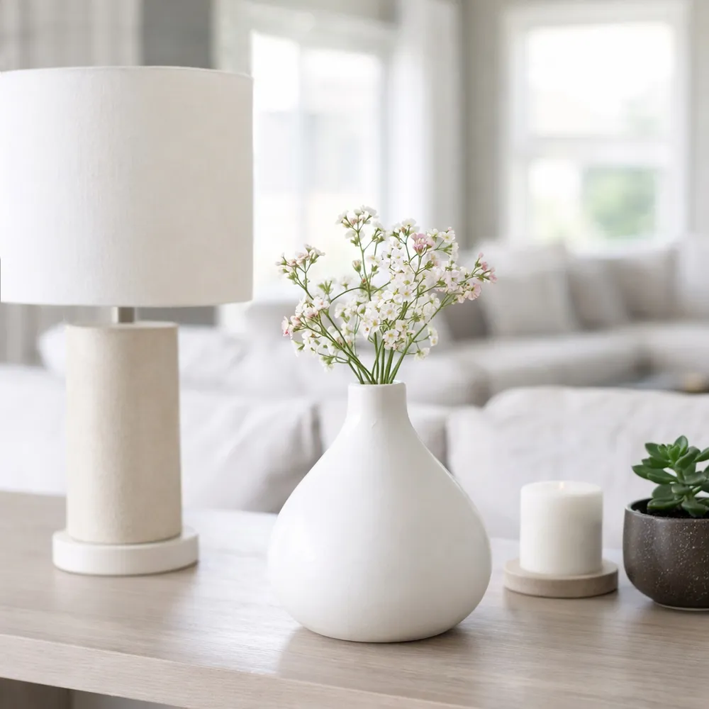 DUTTONSIDE WHITE VASE 9 (IN)