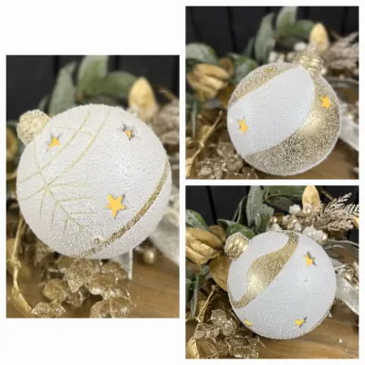 Snow Covered Swirl & Tree LED Resin Ornaments 4in