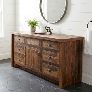 Barnwood Vanity - 6-foot - Barnwood Edged Laminate Top - Sink Center