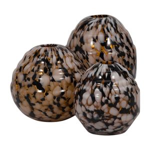 BENTONOAK SET OF 3 ORANGE GLASS VASES 8 (IN) 6