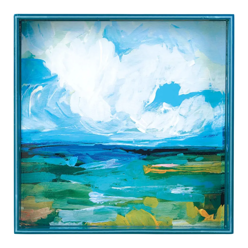 Saltwaters Edge Square Lacquer Serving Tray