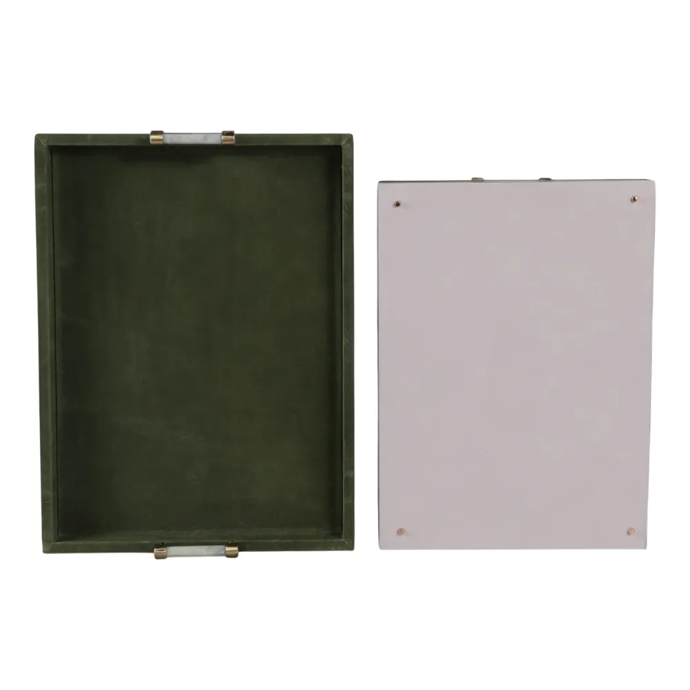 GLASTONGROVE SET OF 2 GREEN TRAY 3 (IN)
