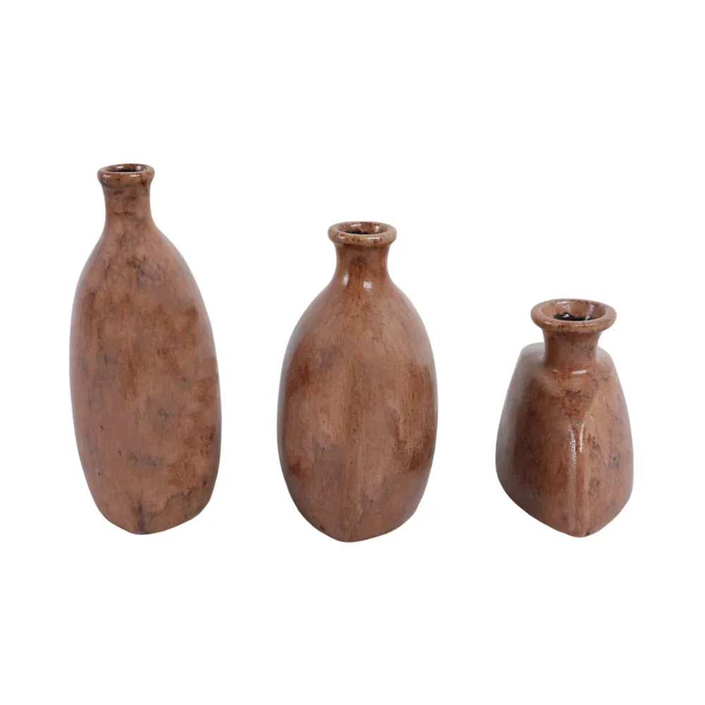 BENTONFIELD SET OF 3 BROWN VASES 9 (IN)
