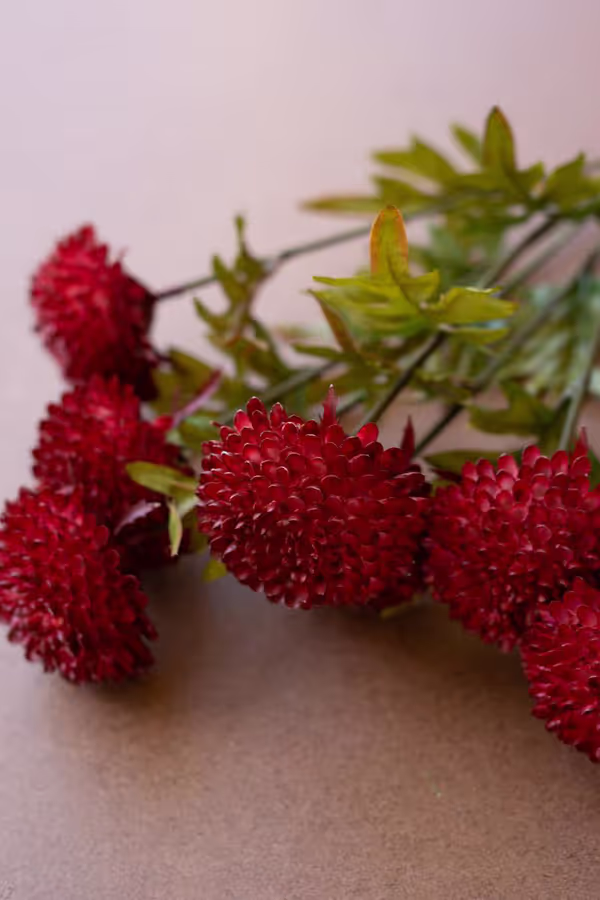 Bundle of 7 Artificial Red Ball Dahlias