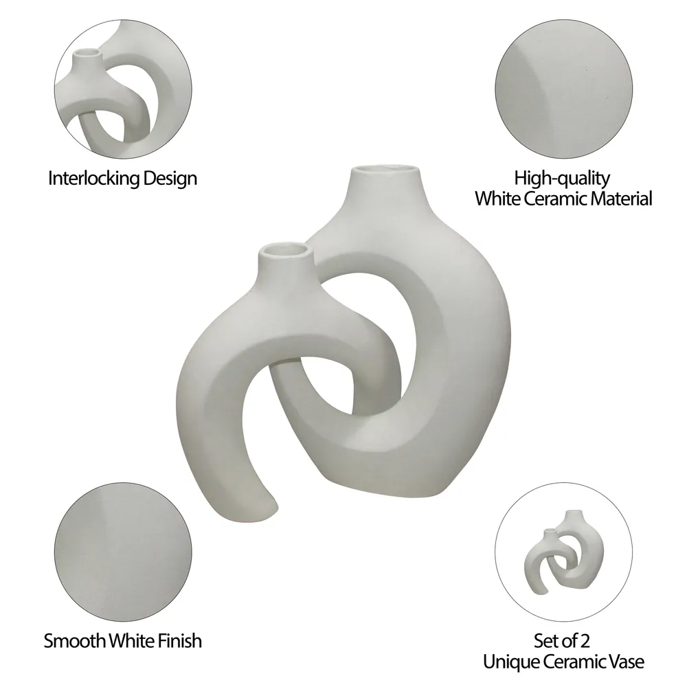 BURGESSVALE SET OF 2 WHITE VASES 13 (IN)