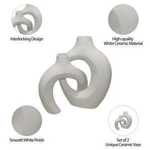 BURGESSVALE SET OF 2 WHITE VASES 13 (IN) 10