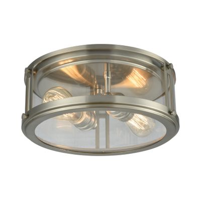 Coby 13″ Wide 2-Light Flush Mount - Brushed Nickel