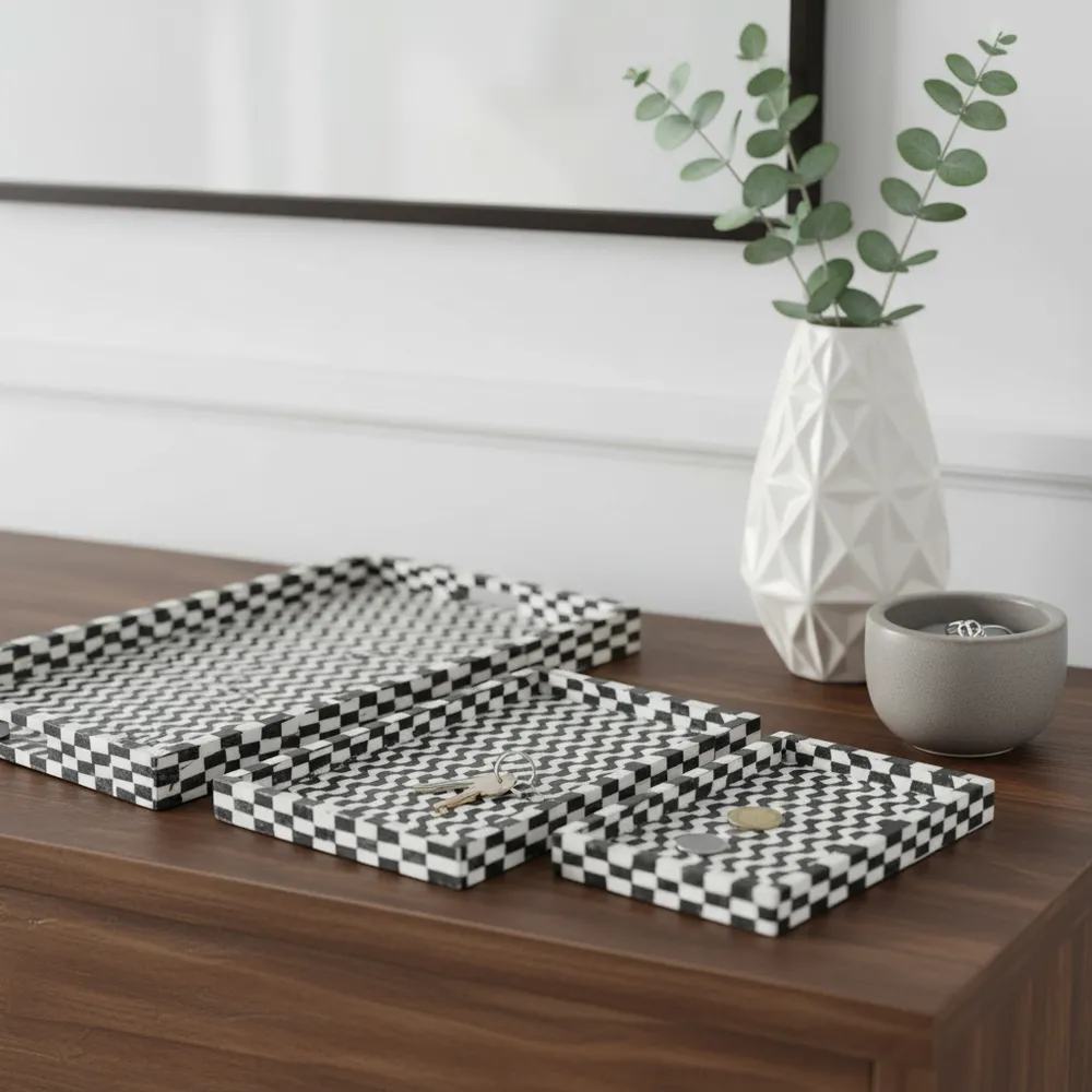 HANKCROSS SET OF 3 BLACK TRAY 2 (IN)