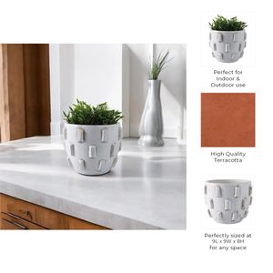 9X8" SCULPTURAL HOBNAIL PLANTER, WHITE 10