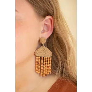 Raffia and Mango Wood Beaded Earrings 5
