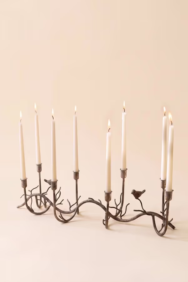 Rustic Metal Candelabra with Birds