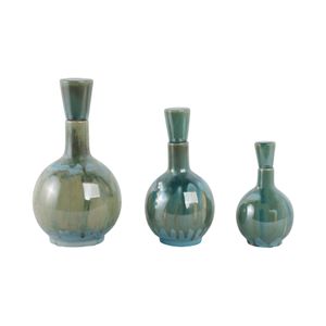AVAGROVE SET OF 3 GREEN VASES 14 (IN) 3