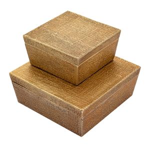 Square Linen Texture Box - Small Brass 7