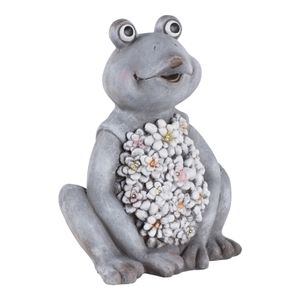 13X10" SITTING FROG WITH SOLAR FLOWERS, GREY MULTI 3