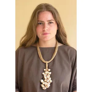 Multi-Layered Natural Jute with Shell Cluster Necklace 3