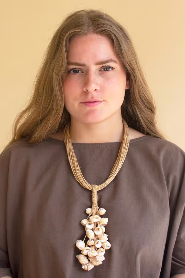 Multi-Layered Natural Jute with Shell Cluster Necklace