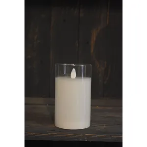Clear Glass Cylinder Moving Flame LED Candle 3x4in 3