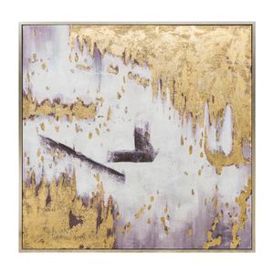 40X40 HANDPAINTED ABSTRACT CANVAS, GOLD/WHITE 1