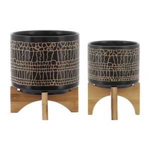 LANDONVIEW SET OF 2 BLACK PLANTER 11 (IN) 3