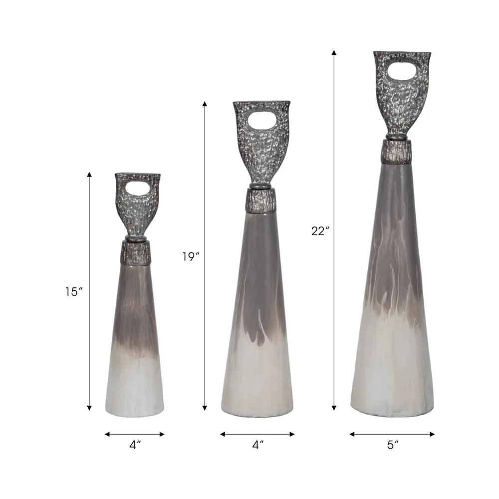 CLARAHAM SET OF 3 GRAY GLASS VASES 22 (IN)