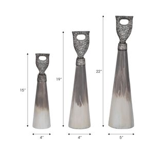 CLARAHAM SET OF 3 GRAY GLASS VASES 22 (IN) 10