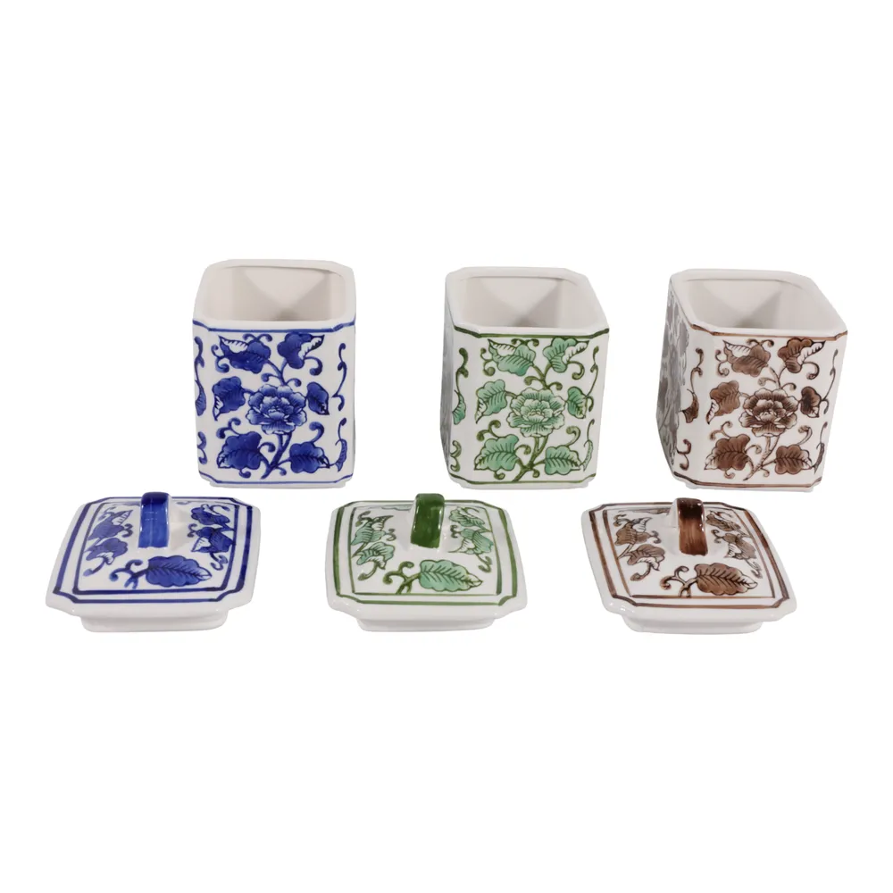 HENDONRUN SET OF 3 WHITE JARS 6 (IN)