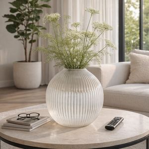 RAMONASHAW WHITE GLASS VASE 13 (IN) 10