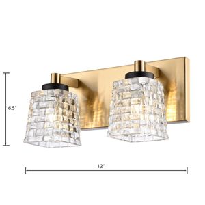 Candace 12'' Wide 2-Light Vanity Light - Satin Brass with Matte Black 2