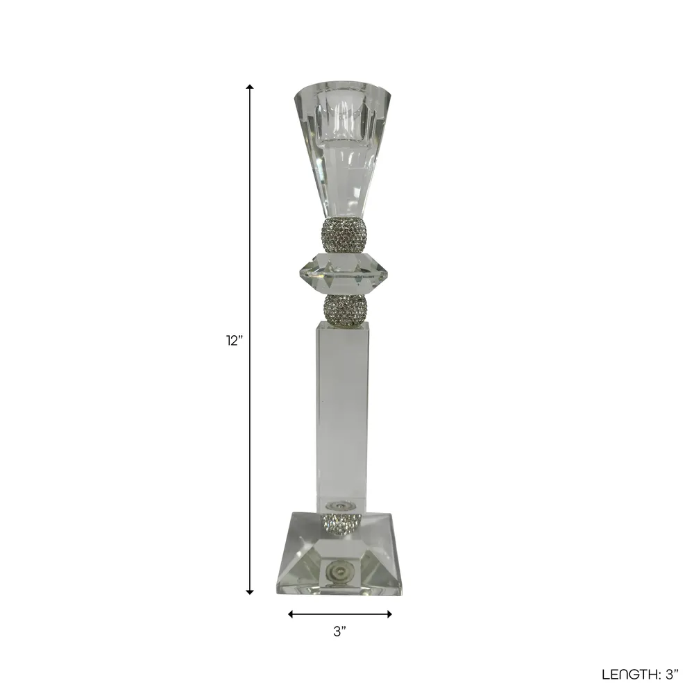 GRANLEYSHAW CLEAR CANDLE HOLDER 12 (IN)