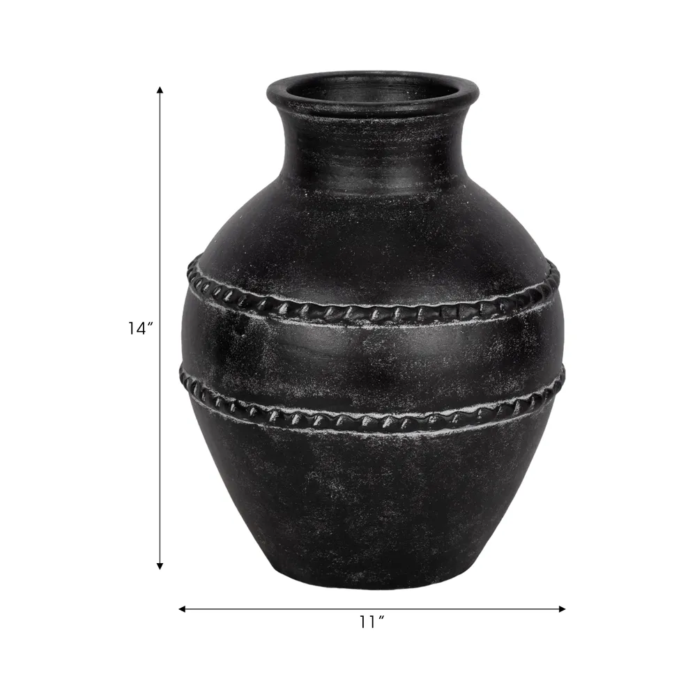 ROSEBEACH BLACK VASE 14 (IN)