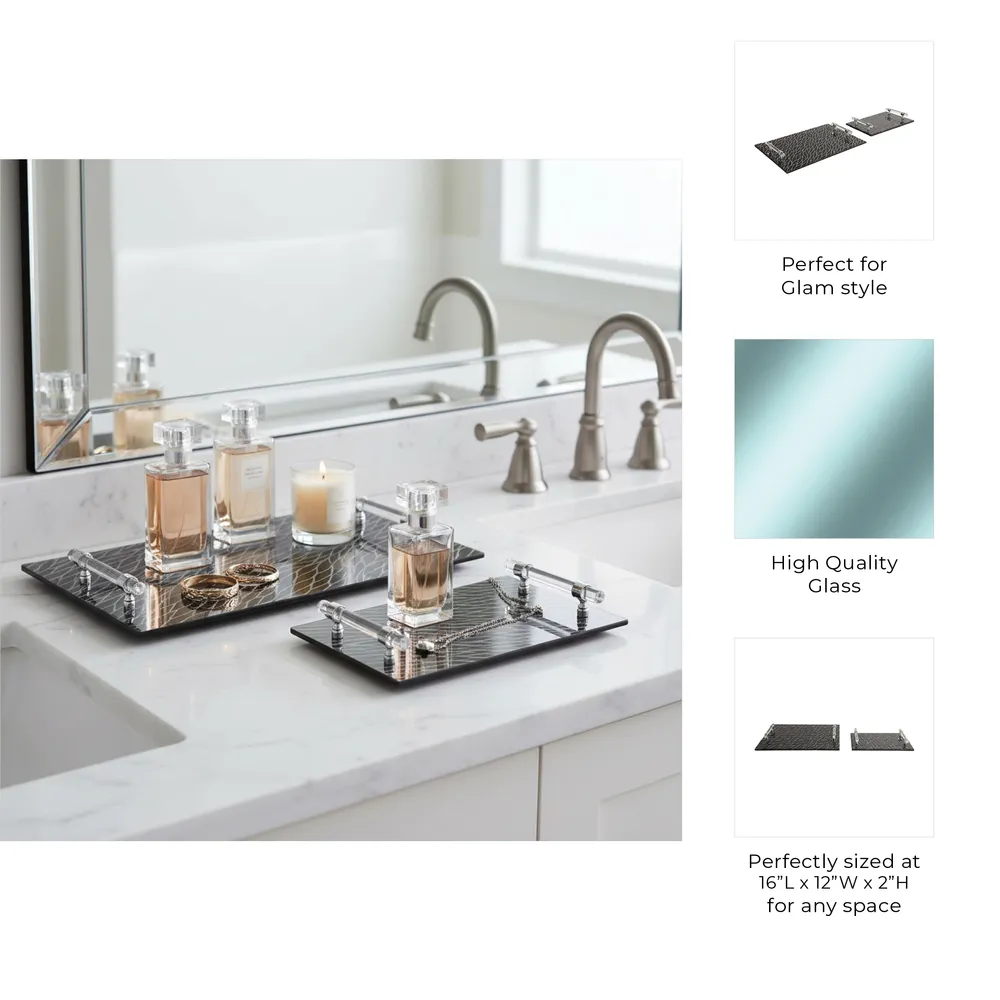 LARKLAND SET OF 2 BLACK TRAY 2 (IN)