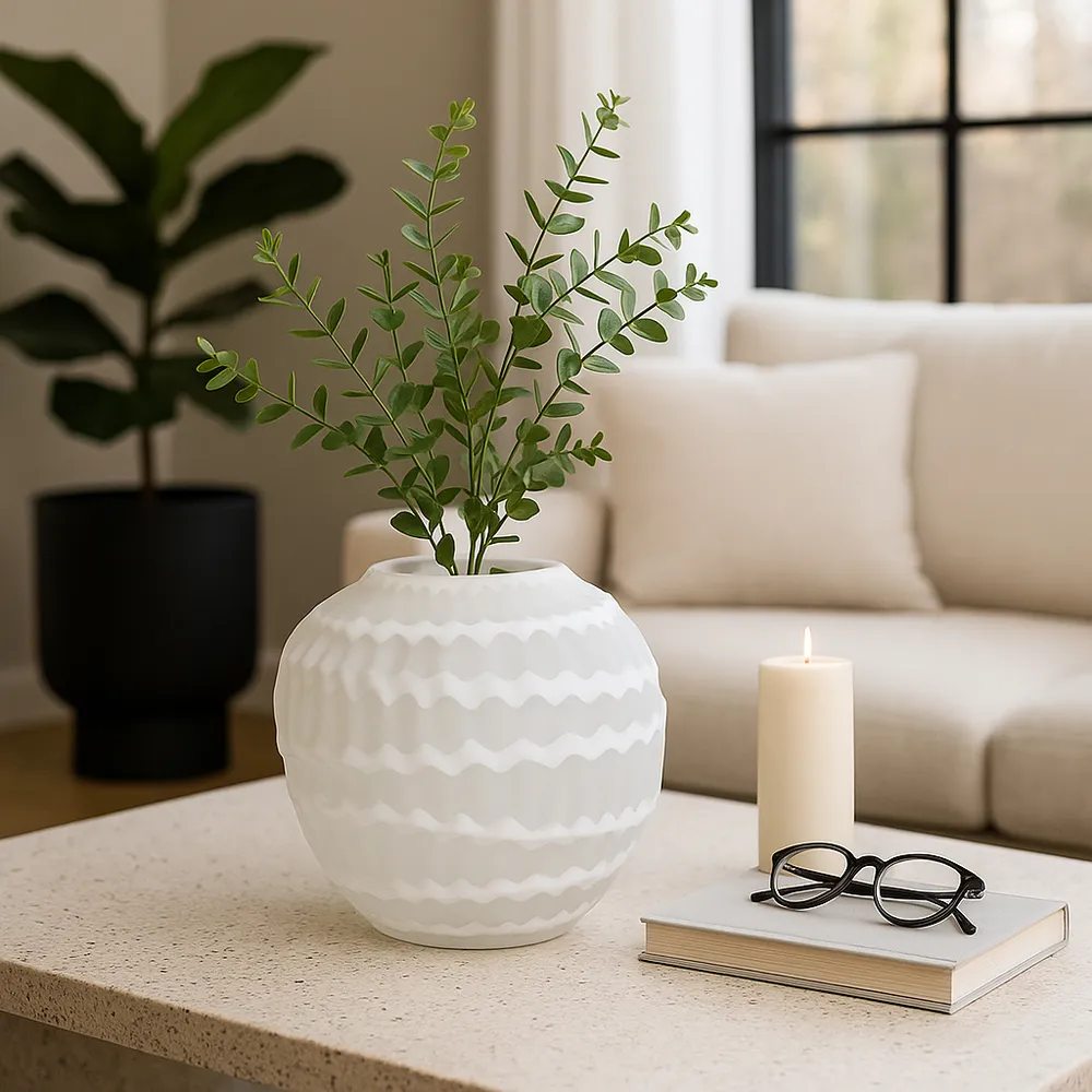 AXELBURN WHITE GLASS VASE 11 (IN)