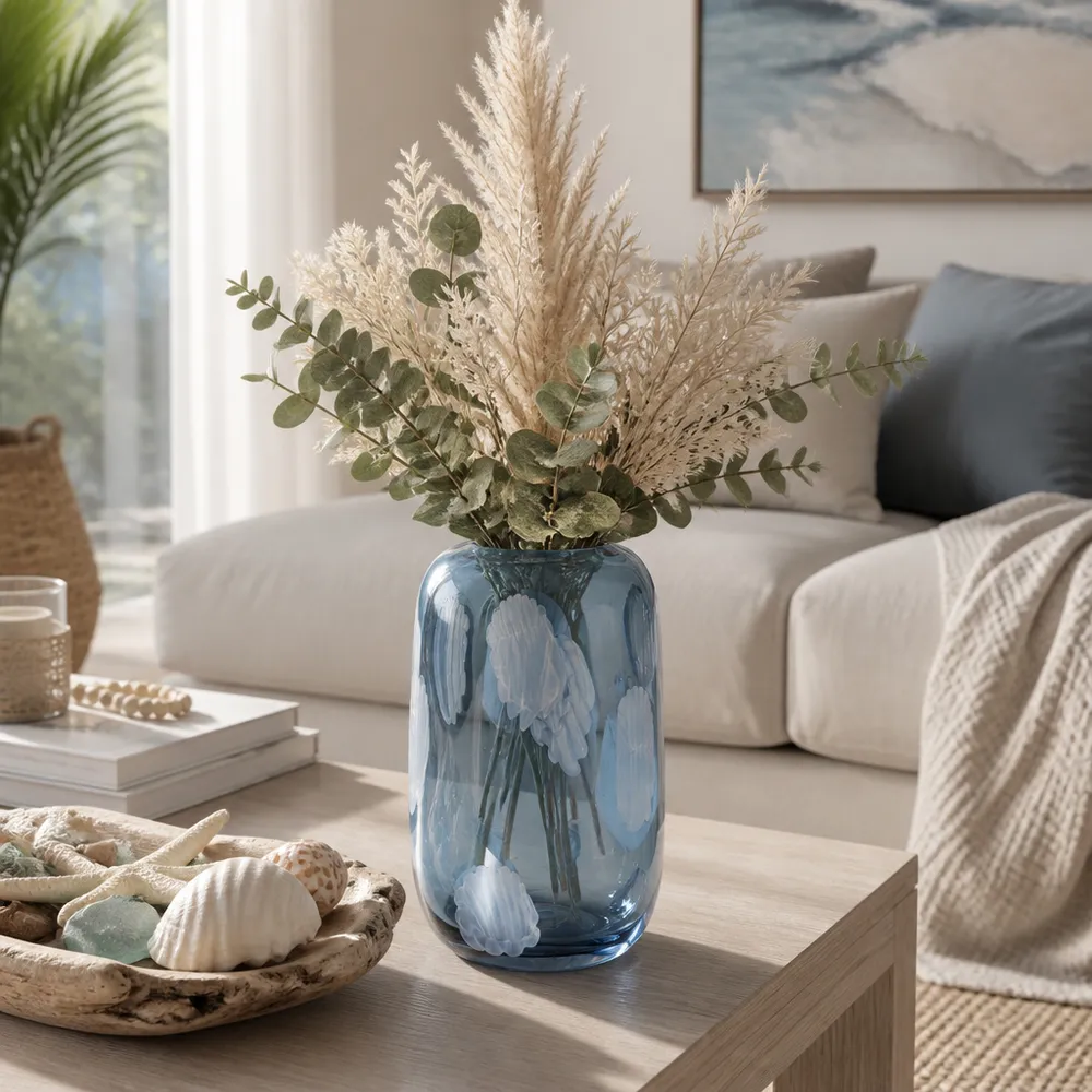 DOVERCROSS BLUE GLASS VASE 10 (IN)