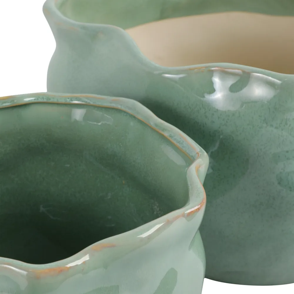 DRAPERSTONE SET OF 2 GREEN PLANTER 9 (IN)