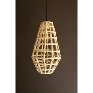 Tall Paper Mache Grid Pendant Light 1