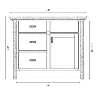 Hickory Log Vanity - 36-inch - Slab Style Top - Slate - Liquid Glass - Sink Right