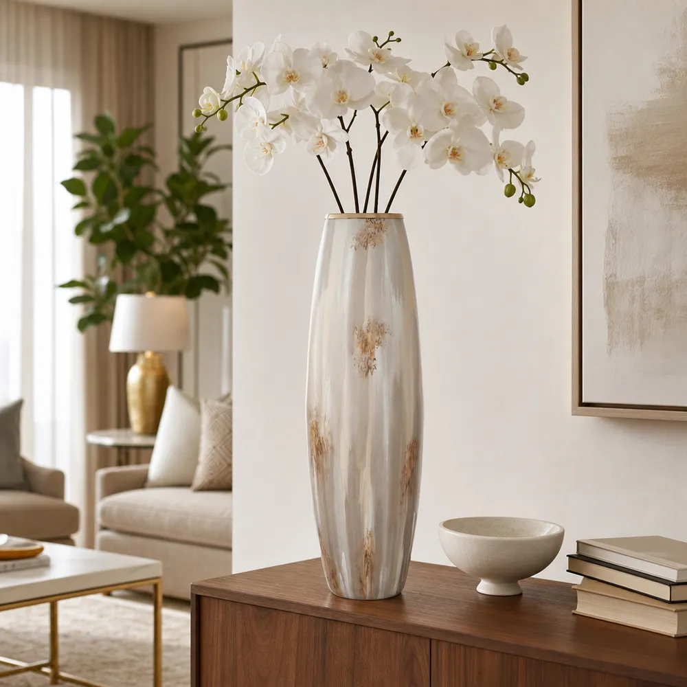 WOODSONCLIFF TAN GLASS VASE 31 (IN)