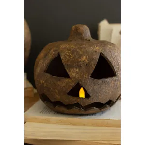 Set of 2 Paper Mache Jack-O-Lanterns 3