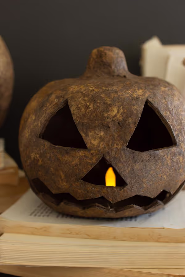 Set of 2 Paper Mache Jack-O-Lanterns