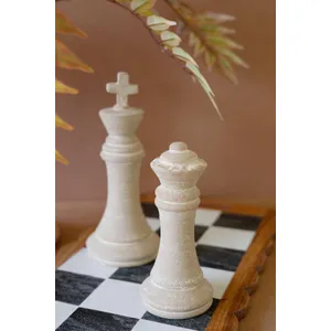 Set of 2 Grey-Wash Clay Chess Pieces 2