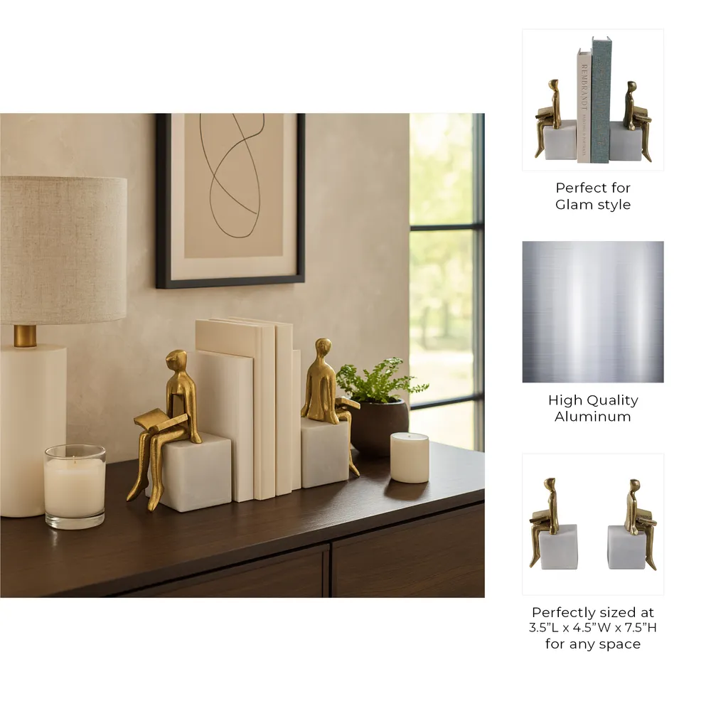 PAXTONLAKE SET OF 2 WHITE BOOKENDS 8 (IN)