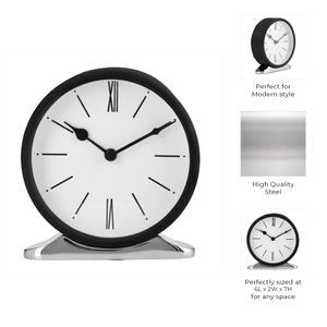 METAL,7"H,CANDID TABLE CLOCK,WHITE/BLACK 10