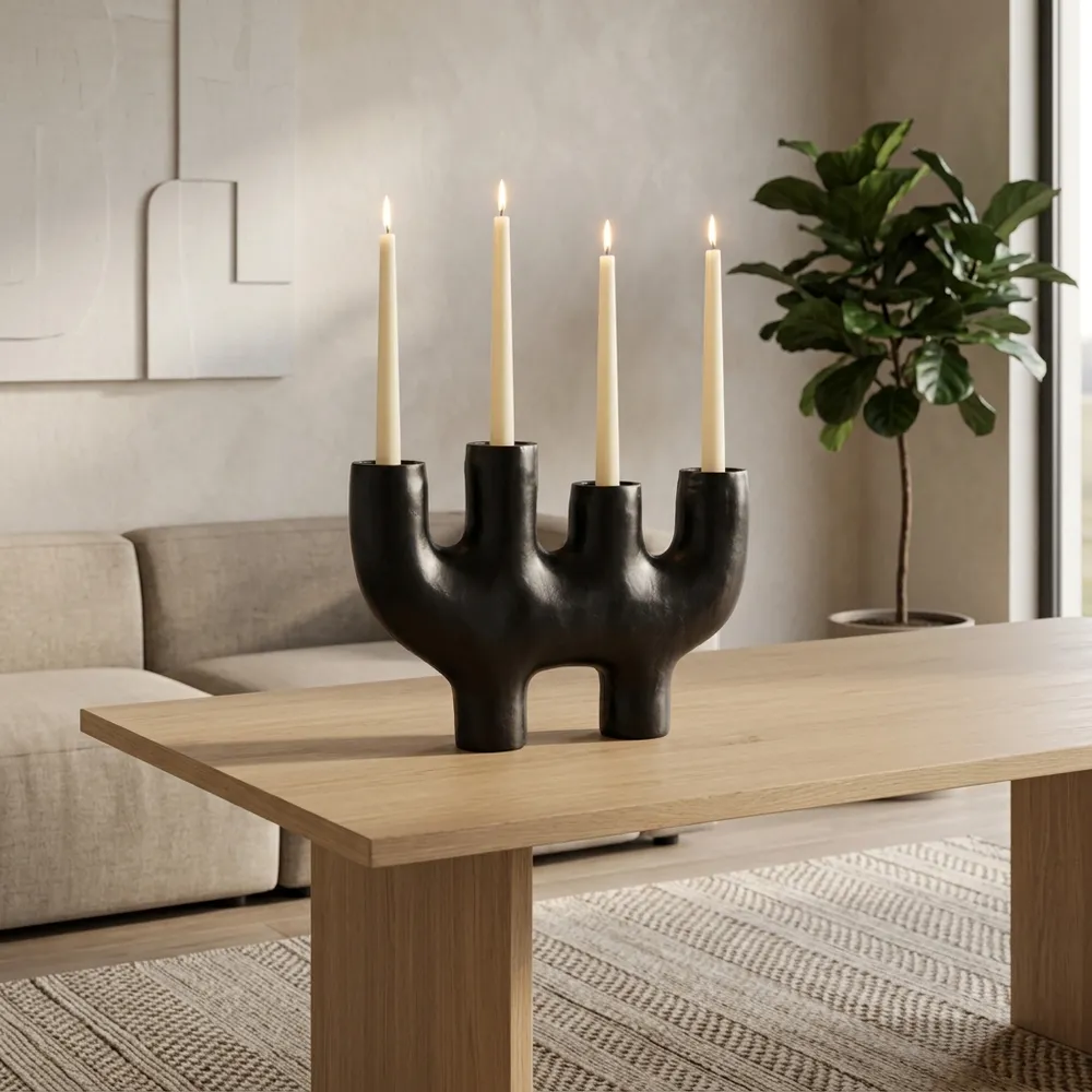 HUNTERWICK BLACK CANDLE HOLDER 18 (IN)