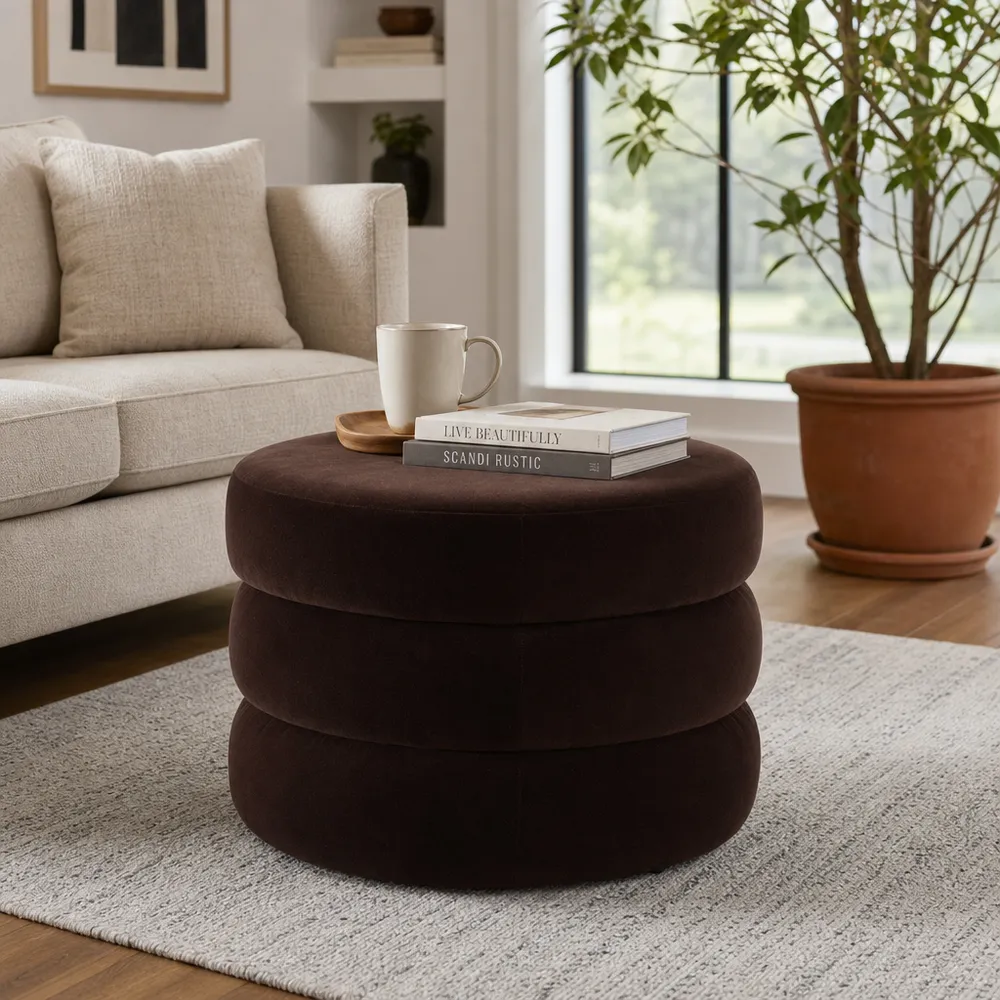 PEARLMILL BROWN OTTOMAN 17 (IN)