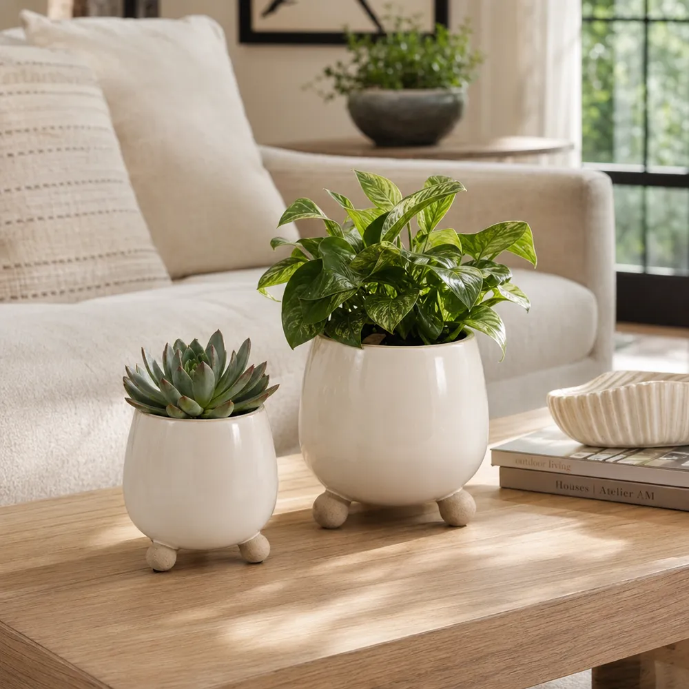 SUTTONOAK SET OF 2 IVORY PLANTER 8 (IN)