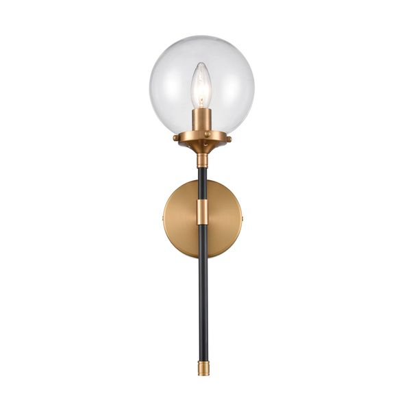 Boudreaux 19'' High 1-Light Sconce - Matte Black with Antique Gold