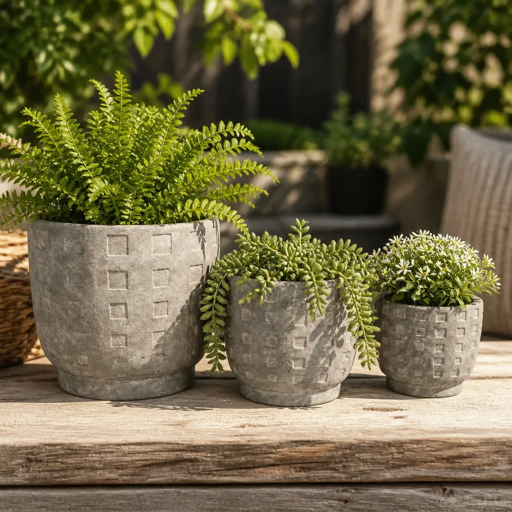 LEONABURN SET OF 3 GRAY PLANTER 9 (IN)